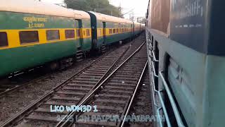 preview picture of video 'WDP4D IZN 14723 KALINDI EXPRESS overtaking by 12535 LJN raipur Garib rath express at kanpur outer'