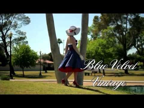 Classic Dame 50s Style Blue Polka Dot Swing Dress