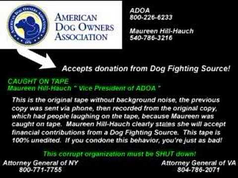 Re: ADOA / Maureen Hill-Hauch Accepts Dog Fighting Donations