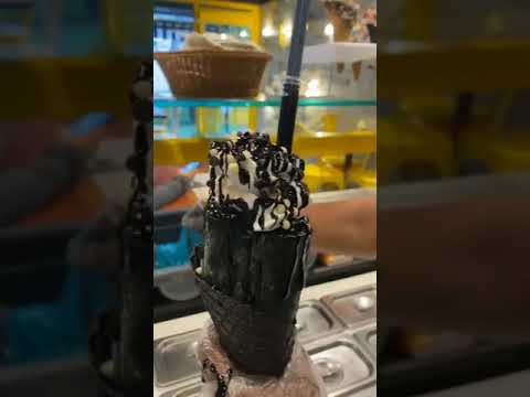 Super Unique Black Chocolate Ice cream with loaded cream and liquid chocolate || Craving for foods