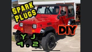 Jeep Wrangler YJ 4.2 Liter Spark Plug Change 1987 1988 1989 1990 1991 1992 1993 1994 1995