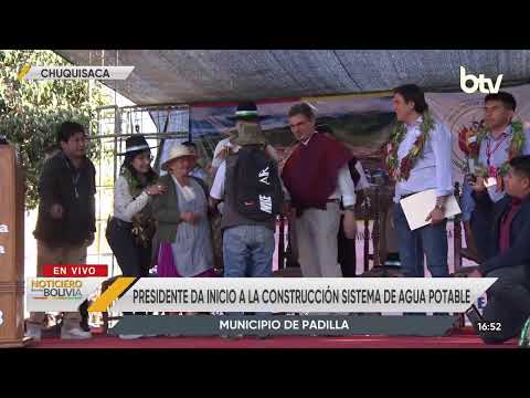 Presidente Rodrigo Paz entrega un proyecto de sistema de agua potable en Padilla, Chuquisaca