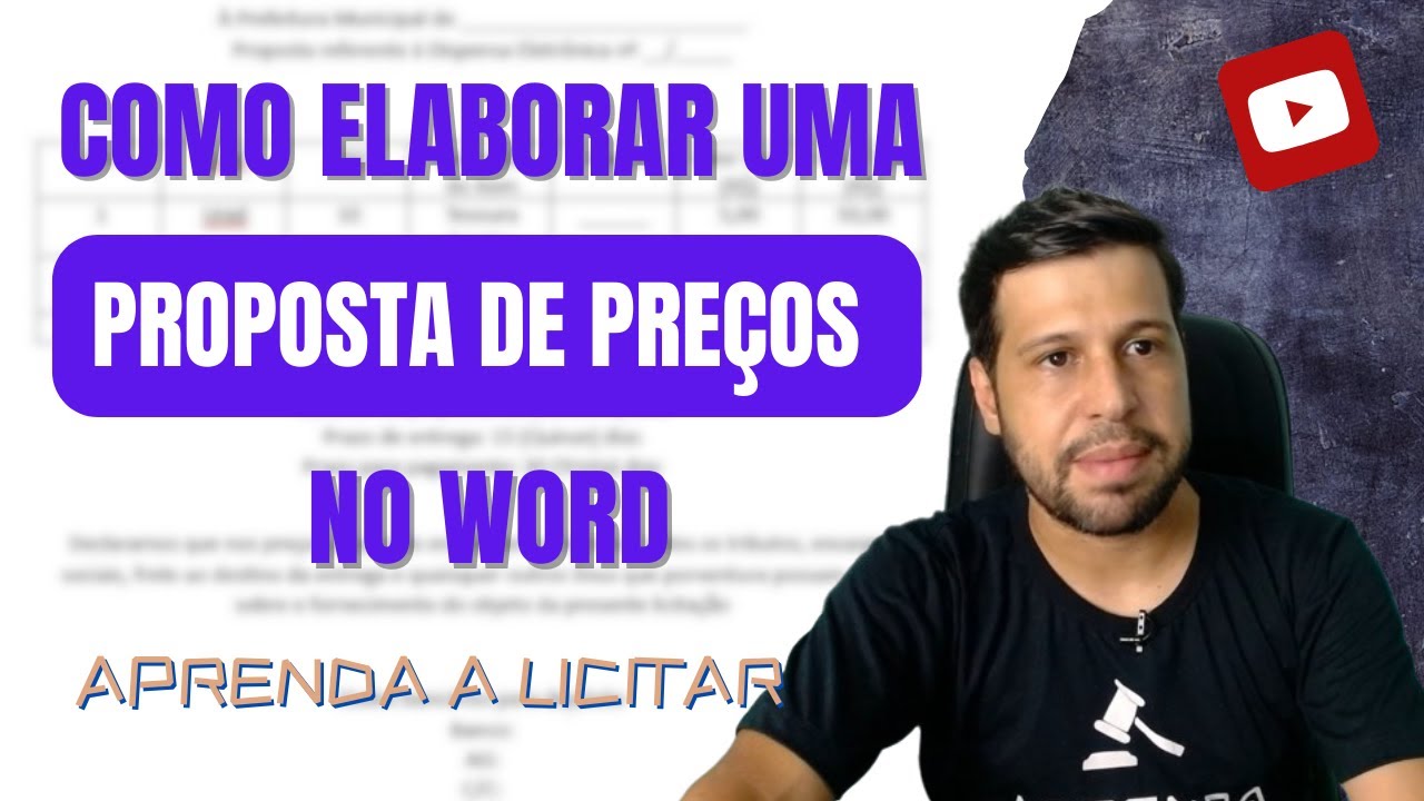 COMO MONTAR UMA PROPOSTA DE PREÇOS PARA LICITAÇÕES NO MICROSOFT WORD