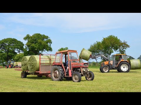 Cumbrian Silage 2023. Baling, loading & wrapping with Claas, Renault & Massey 135 & 355.
