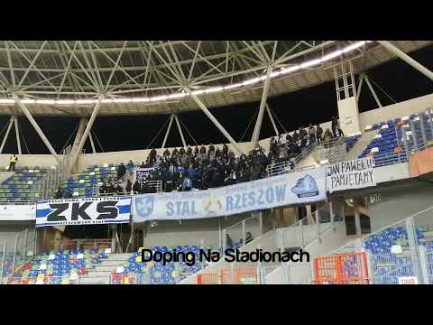 Sektor gości - "JESTEŚMY ZAWSZE TAM" - Stal Rzeszów w Bielsku na Podbeskidziu 02.04.2023