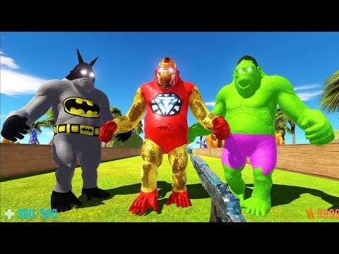 DEATH RUN vs IRON MAN GORO & BATMAN GORO & HULK GORO - Animal Revolt Battle Simulator