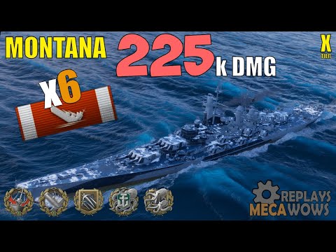 Battleship Montana 6 Kills & 225k Damage | World of Warships Gameplay