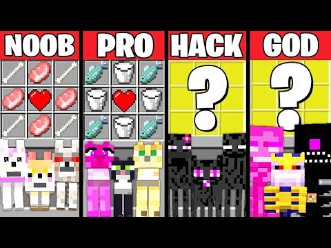 Minecraft Battle: FAMILY PETS REAL LIFE CRAFTING CHALLENGE - NOOB vs PRO vs HACKER vs GOD Animation
