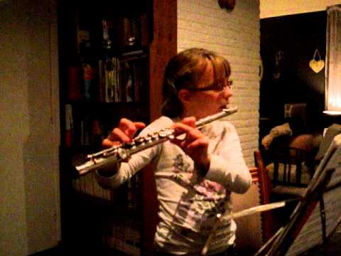 Elisa's eerste poging op de dwarsfluit
