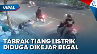 DETIK-DETIK 3 Pemuda Tabrak Tiang Listrik Diduga Panik setelah Dikejar Begal Bersenjata Tajam
