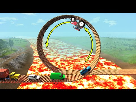 Cars vs Loop Bridge over Lava River - BeamNG Drive - 🔥 ULTIMATE Edition Compilation