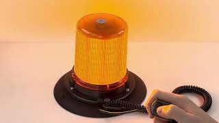 LED maják, 12-24V, 128x1, 5W oranžový, magnet, ECE R65