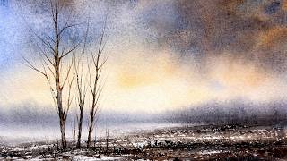 Misty Winter Landscape Watercolor Tutorial | Easy Atmospheric Painting