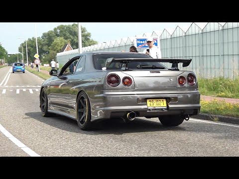Nissan Skyline R34 GT-T (500HP) with HKS Hi-Power Muffler - Revs, Flames, Accelerations!
