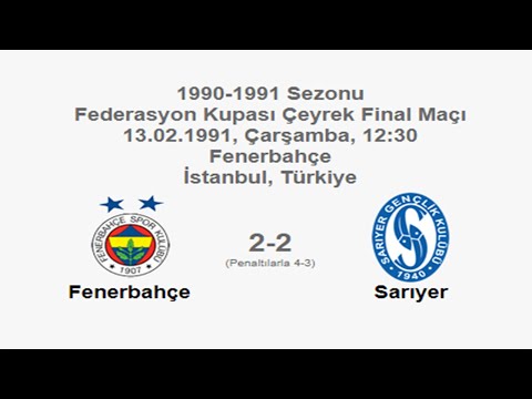 Fenerbahçe 2-2 Sarıyer (Pen. 4-3) [HD] 13.02.1991 - 1990-1991 Turkish Cup Quarter Final Match