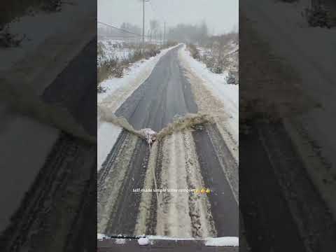World's simplest and cheapest snow plow -Use angle irons to weld a triangular rack and tie a stone !