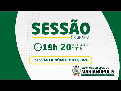 37º Sessão Ordinária - 20/10/2026 - Câmara de Marianópolis do Tocantins - TO