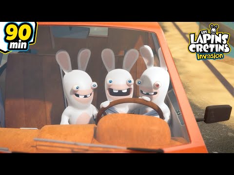 Qui les a laissé conduire ??? 😱 | Les Lapins Crétins Invasion 🐰 | Compilation 90mn | Dessin animé