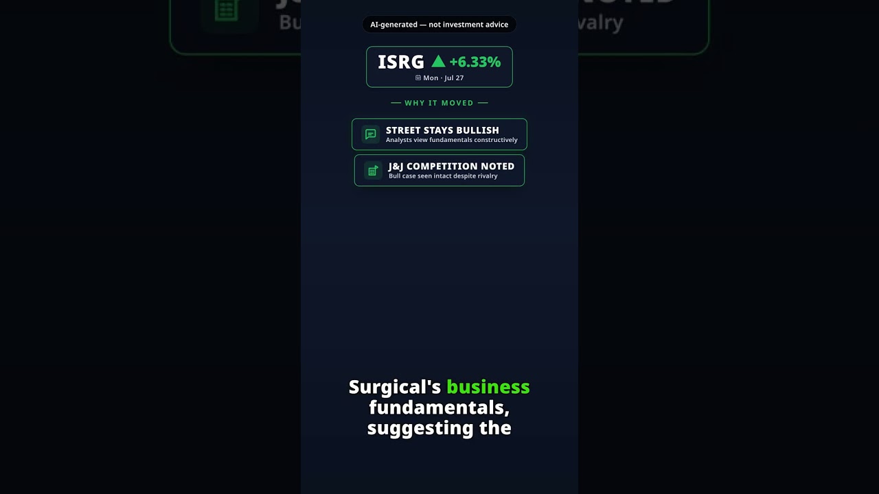 Por que a ação da Intuitive Surgical sobe com força hoje? ISRG +6.33%