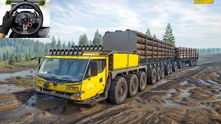 Ultimate Logs Transporting  With Hercules 1600 on Deep Mud | SnowRunner | Logitech G29 Gameplay