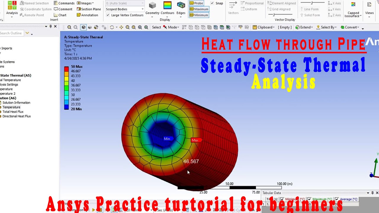 Steady State Thermal Analysis of Pipes | Ansys workbench | Ansys 2022 R1 | Ansys For beginners