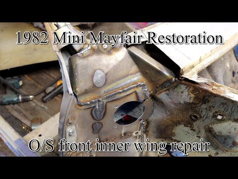 1982 Mini Mayfair Restoration, front O/S inner wing repair (the vent)
