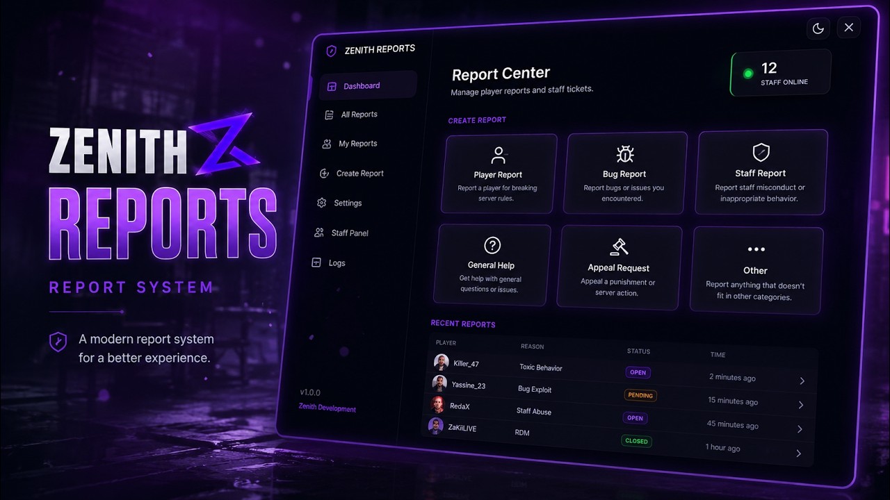 Zenith Reports — Advanced FiveM Report System - Video