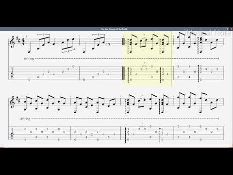 Guitar TAB - For the Beauty of the Earth : arr. hofei | Tutorial Sheet Lesson #imn