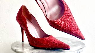 Moda In Pelle Red Glitter Stiletto With Winkle Picker Pointed Toes and