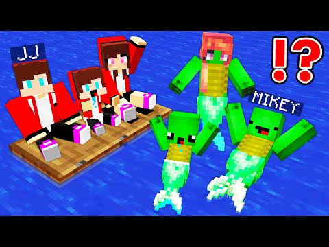 Ultimate Minecraft Survival: JJ and Mermaid Mikey Family on a Floating Door!
