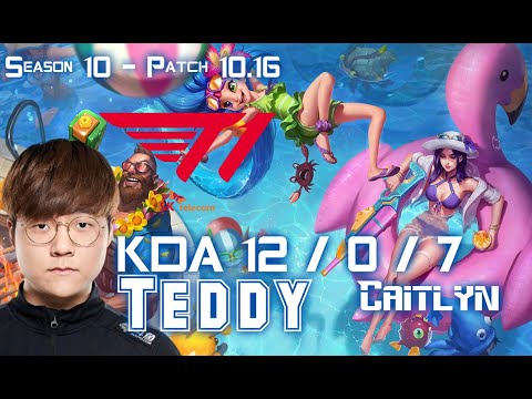 T1 Teddy CAITLYN vs DRX Deft JHIN ADC - Patch 10.16 KR Ranked