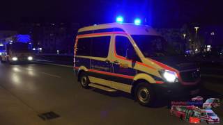 ELW-ATF ATF + HLF 30/20 BF FW Mitte + Wünschewagen RD ASB + DLK 23/12 FF Innenstadt Mannheim