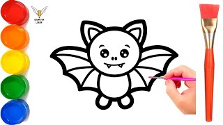 How to Draw bat drawing, Painting and Coloring for Kids & Toddlers | Draw, Paint and Learn
