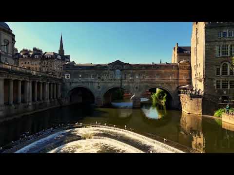 Bath-UK (pulteney bridge) 4k drone view.