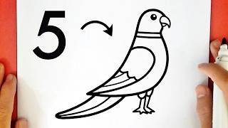 Como desenhar um PAPAGAIO com o NÚMERO 5
