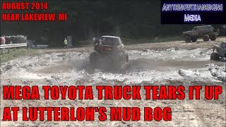 preview picture of video 'MEGA TOYOTA TRUCK AT LUTTERLOHS MUD BOG LAKEVIEW MICHIGAN 8 30 14'