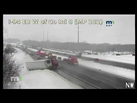 Semi goes off Minnesota highway near Clearwater
