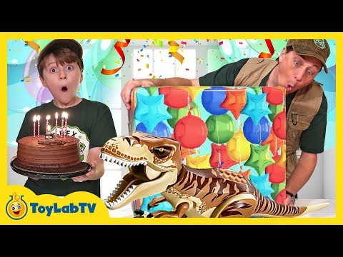 Dinosaur Giant Surprise Party! Birthday Toy Hunt with Jurassic World Lego Toys & Dinosaurs Playsets