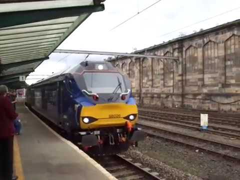The x2 Class 68 DRS Nos.68026+68017 with x2 FNA Nuclear Flask Wagons was passing at Carlisle.