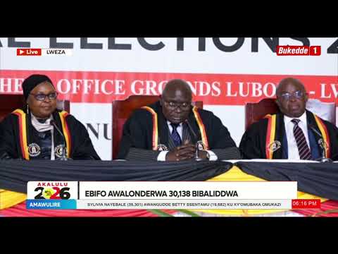 Akalulu2026: Museveni yaakafuna obululu 6,003,657 Kyagulanyi  yaakakung'aanya obululu 1,790,474