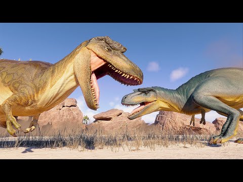 ALBERTOSAURUS vs TRICERATOPS & SINOCERATOPS (DINOSAURS BATTLE)  - Jurassic World Evolution 2