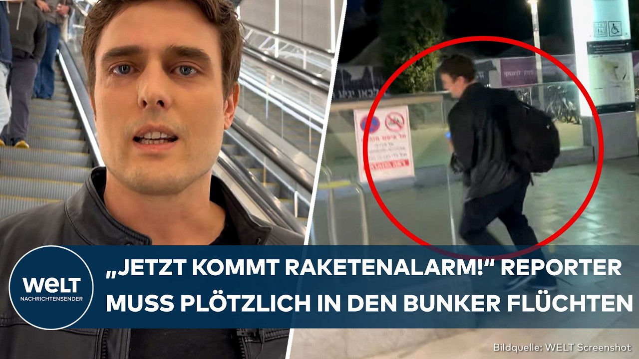 TEL AVIV: "Jetzt kommt Raketenalarm!" Reporter flüchtet während Live-Schalte in den Schutzbunker