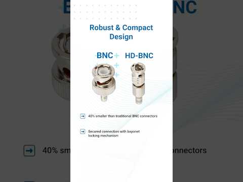 Discover the key differences between the classic BNC connector and the high-performance HD-BNC connector in this quick comparison! From size and signal performance to applications in broadcasting, telecommunications, and beyond, find out which connector is best for your needs. 
Smaller Size, Bigger Performance
High-Density Connections
Perfect for Modern High-Frequency Systems

Watch now to see why HD-BNC might be your next go-to solution!

Check us out on social media:
https://www.facebook.com/officialAmphenolRF 
https://www.linkedin.com/company/amphenol-rf/mycompany/ 
https://www.twitter.com/AmphenolRF

Our Website:
https://www.amphenolrf.com