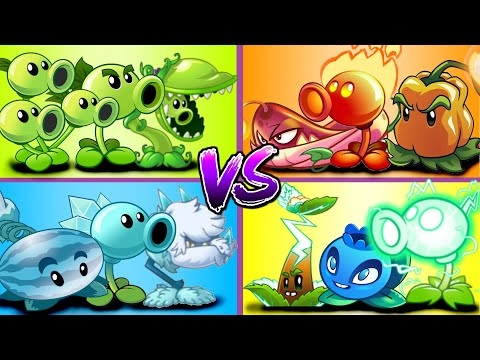 Teams Peas vs Ice vs Fire vs Electric PvZ 2 Challenge ► Plants vs. Zombies 2: It's About Time