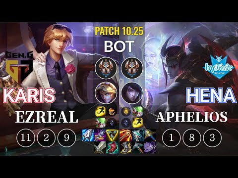 GEN Karis Ezreal vs hyF Hena Aphelios Bot - KR Patch 10.25