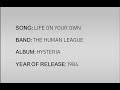 The Human League - Life On Your Own (Lyrics) - A.N. Videoz The Human League - Life On Your Own (Lyrics)