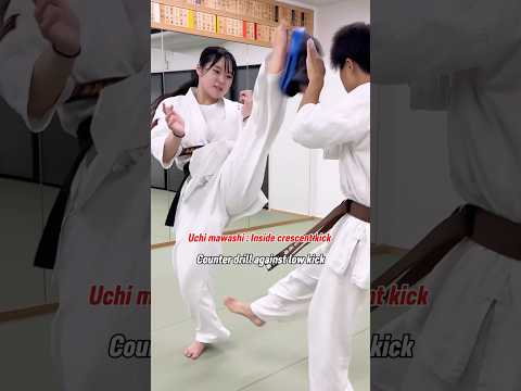 Counter drill against low kick: 下段回し蹴りに対してのカウンタードリル #大谷道場 #空手 #karate #martialarts #shorts