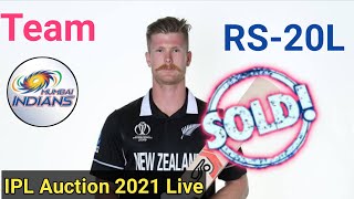 IPL Auction Live 2021 🔥 Mumbai Indians Sold All Rounder Jimmy Neesham