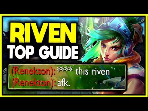 HOW TO HARD 1V9 TOPLANE VS HARDEST CHAMP OF SEASON 10 - 1V9 RIVEN VS RENEKTON GAMEPLAY GUIDE