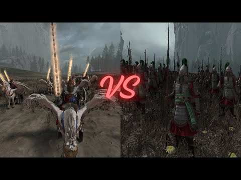 TOTALWAR WARHAMMER 3: ROYAL PEGASUS KNIGHTS VS JADE WARRIORS (HALBERDS)